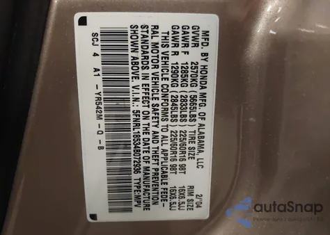 2004 Honda Odyssey Lx z USA, uszkodzony, nr VIN 5FNRL18534B072936